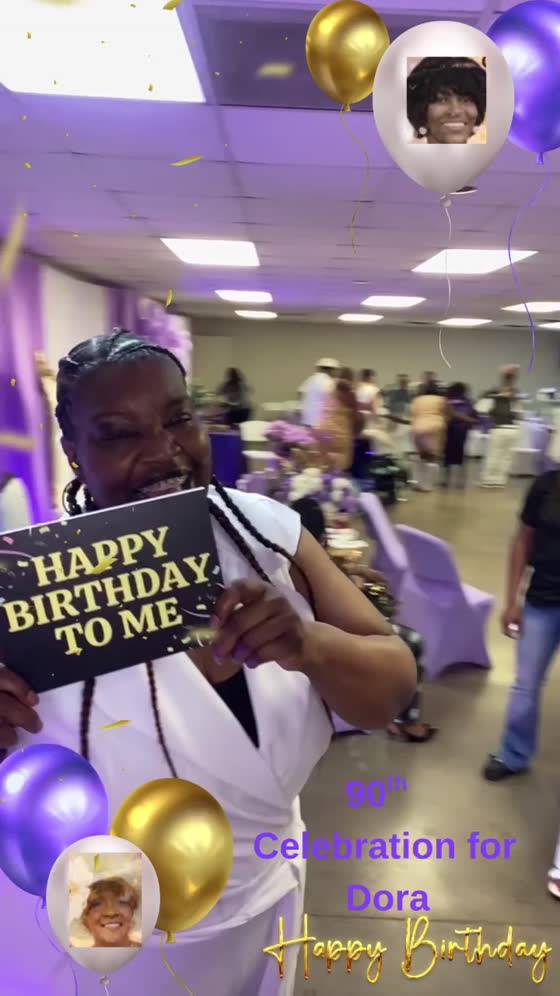 Guest with a Happy Birthday To Me sign