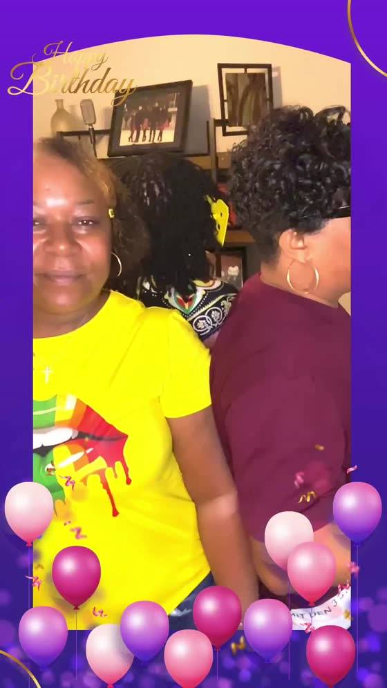 Friends celebrating a birthday together