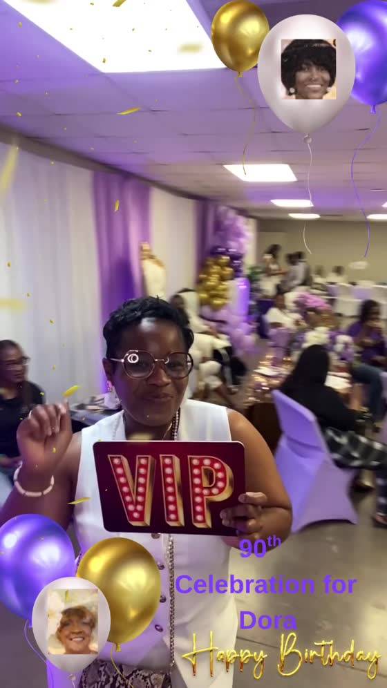 Guest holding a VIP prop sign at a celebration