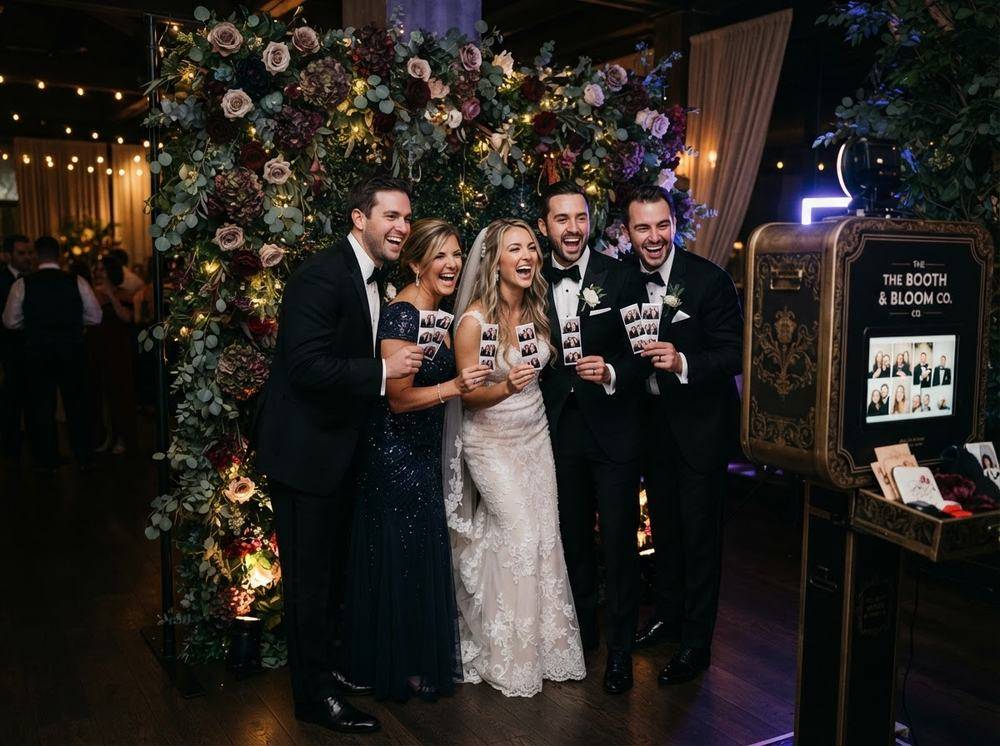 Bride and groom celebrating at their wedding reception